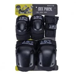 187 Killer Pads - Black - 6 Pack Pad Sets