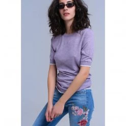 Q2 Lavender Short Sleeve Sweater