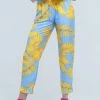 Q2 Pants - Yellow Leaf Print